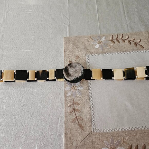 Vintage BoHo Panel Link Brown Horn Belt main image 11